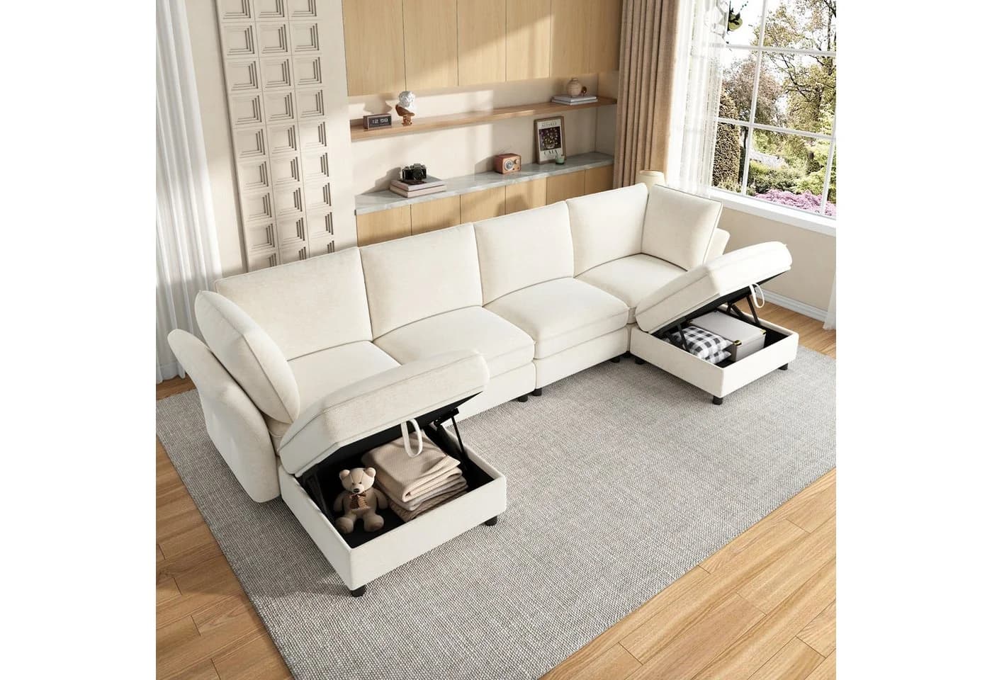 Merax Ecksofa Chenille 6-Sitzer Cloud-Design - Bild 3
