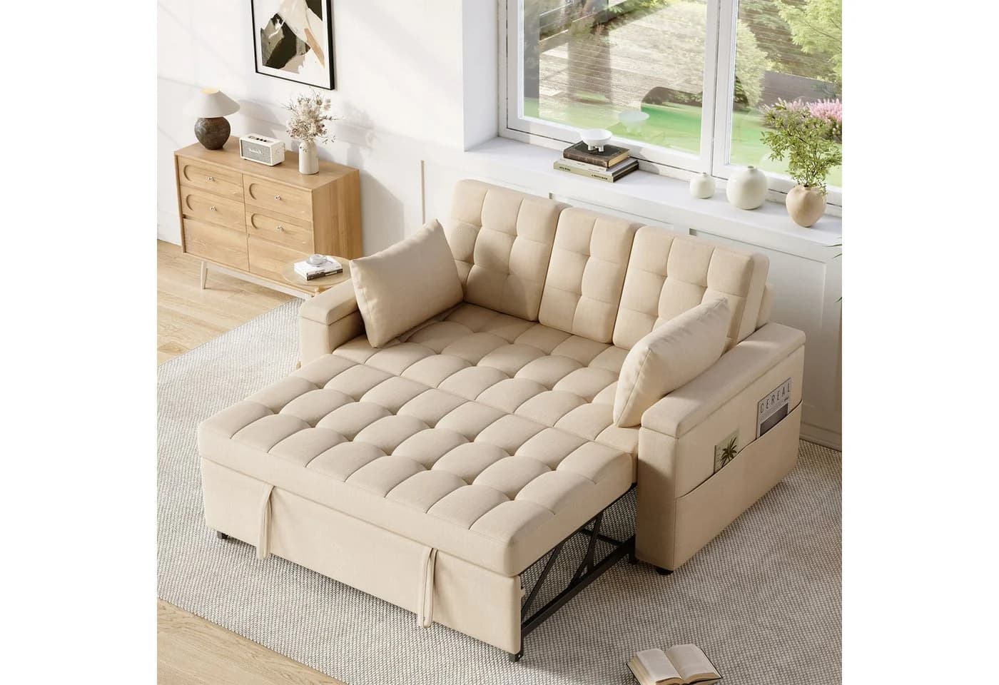 Merax 2-Sitzer Schlafsofa mit Schlaffunktion & Stauraum - Bild 3