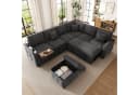 Merax Ecksofa mit Schlaffunktion XXL L-Form Sofa Chenille Grau Beige Bild 4