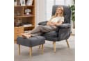 Merax Relaxsessel mit Hocker, 5-fach verstellbar, Grau/Beige, Leinen Bild 2