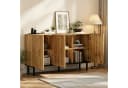 Merax Sideboard mit Wellenmuster Design 3 Türen Naturholzoptik Schwarz Bild 1