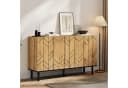 Merax Sideboard mit Wellenmuster Design 3 Türen Naturholzoptik Schwarz Bild 3