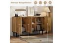 Merax Sideboard mit Wellenmuster Design 3 Türen Naturholzoptik Schwarz Bild 4