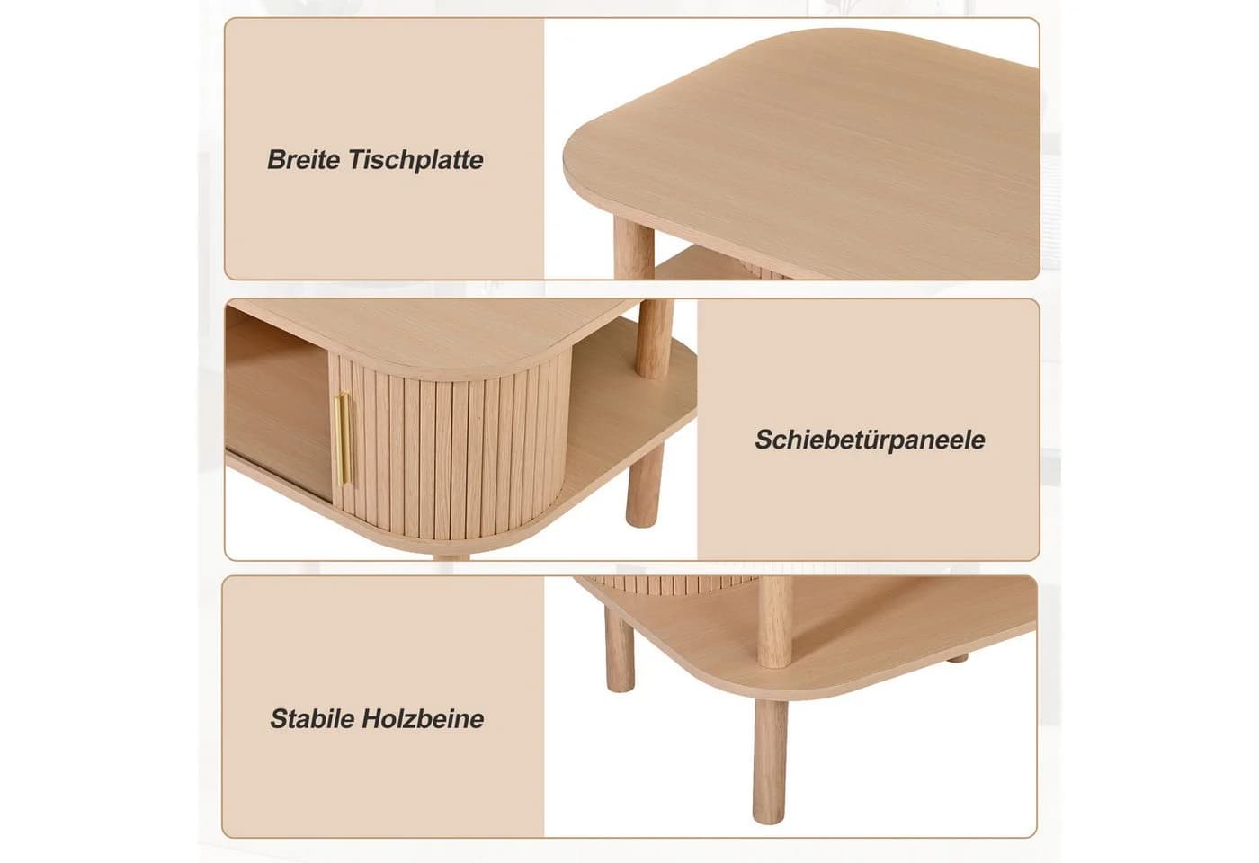 Merax Couchtisch Skandinavisch Holzoptik mit Schiebetür - Bild 5