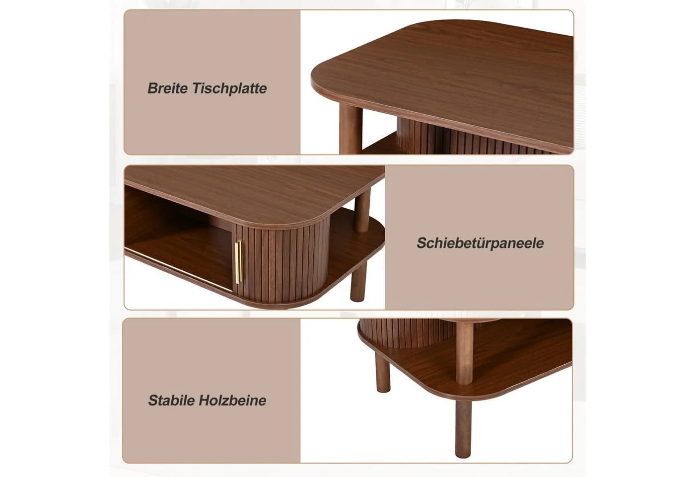 Merax Couchtisch Holzoptik Skandinavisch mit Schiebetür - Bild 5