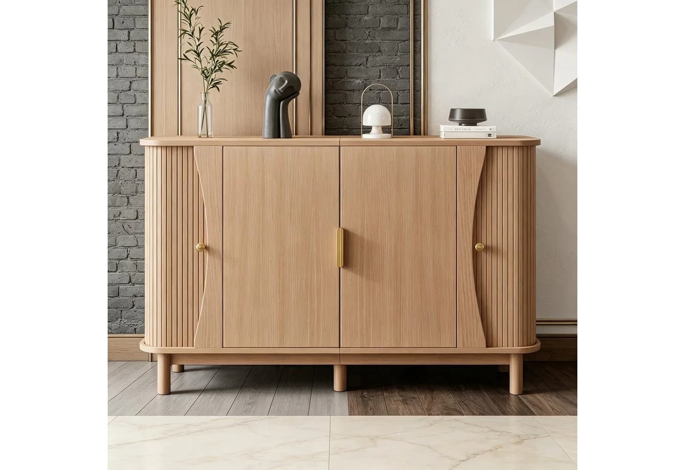 Merax Sideboard mit Schiebetüren Nussbaumoptik - Bild 2