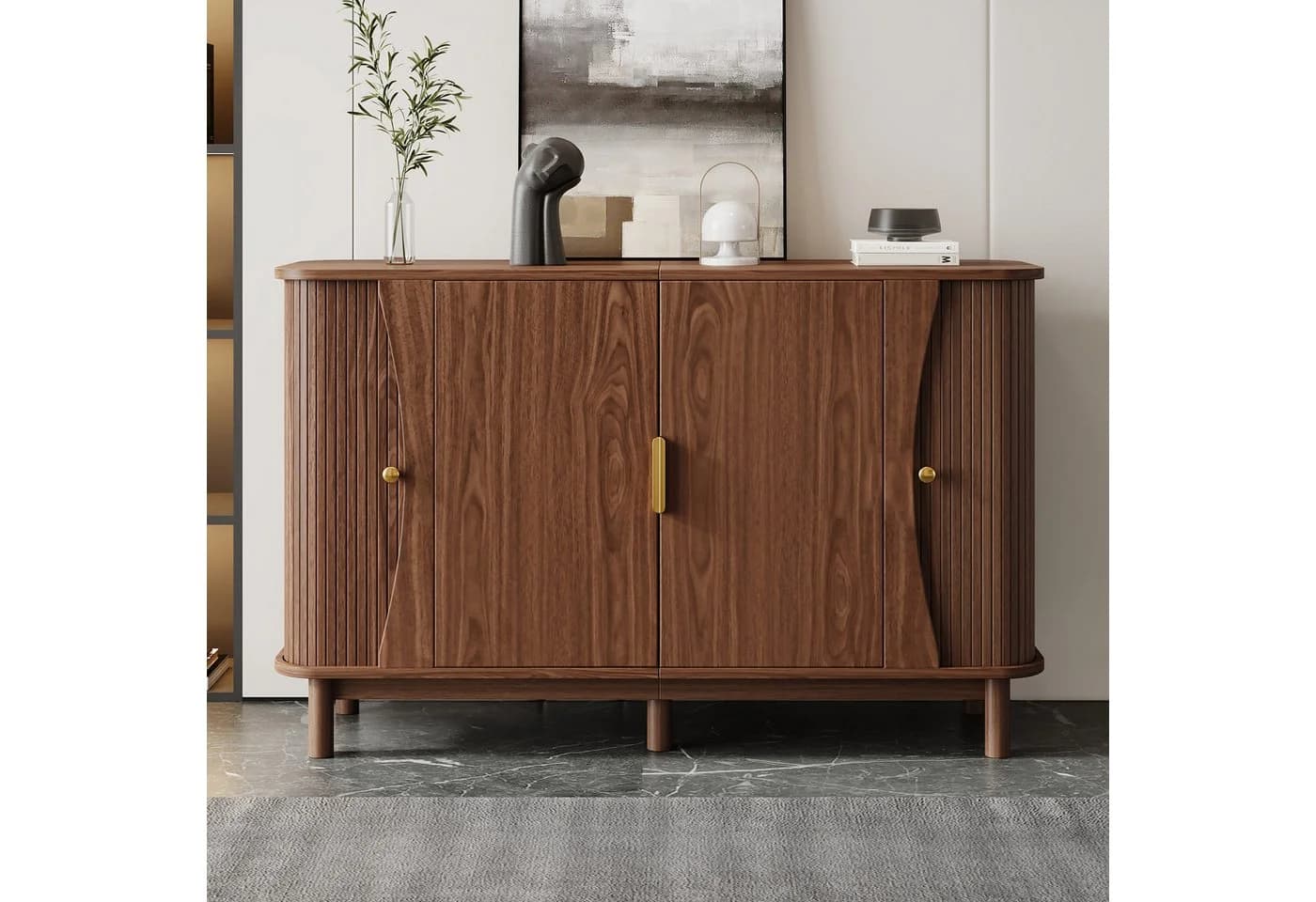 Merax Sideboard mit Schiebetüren Nussbaum - Bild 2