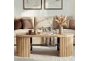 Merax Ovaler Couchtisch mit Stauraum Naturholz Braun Bild 1
