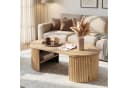 Merax Ovaler Couchtisch mit Stauraum Naturholz Braun Bild 3