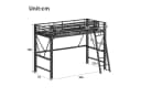Merax Hochbett Schwarz mit LED & Aufbewahrungskorb Metallbett Bild 4