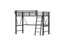 Merax Hochbett Schwarz mit LED & Aufbewahrungskorb Metallbett Bild 5