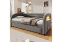 Merax Daybett 90x200cm mit LED und Ausziehbett Grau/Beige Samt Bild 3