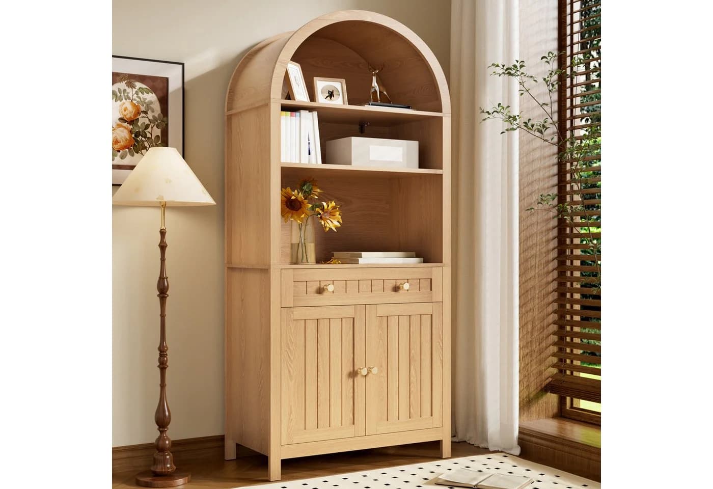 Merax Hochschrank mit Bogenfront und Gewürzregalen Beige - Bild 2
