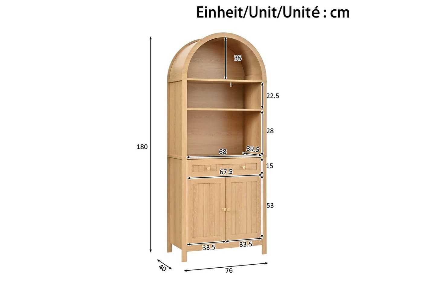 Merax Hochschrank mit Bogenfront und Gewürzregalen Beige - Bild 5