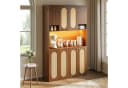 Merax Hochschrank mit LED-Beleuchtung und Hausbar, 8 Türen, Natur Bild 3