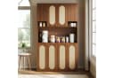 Merax Hochschrank mit LED-Beleuchtung und Hausbar, 8 Türen, Natur Bild 4