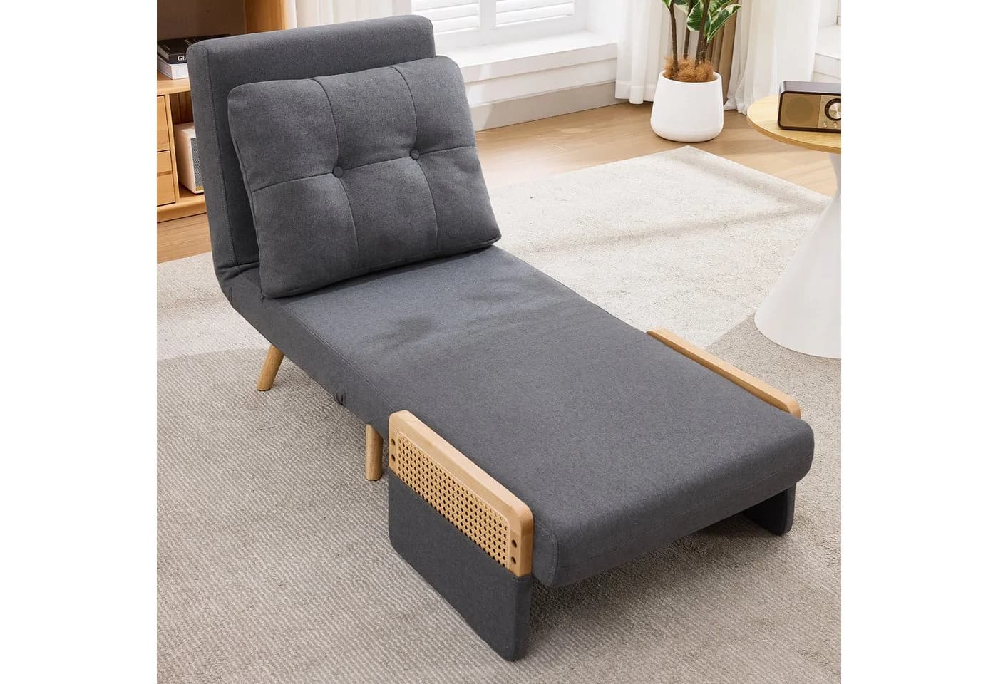 Merax 3-in-1 Schlafsessel Beige/Grau mit Schlaffunktion
