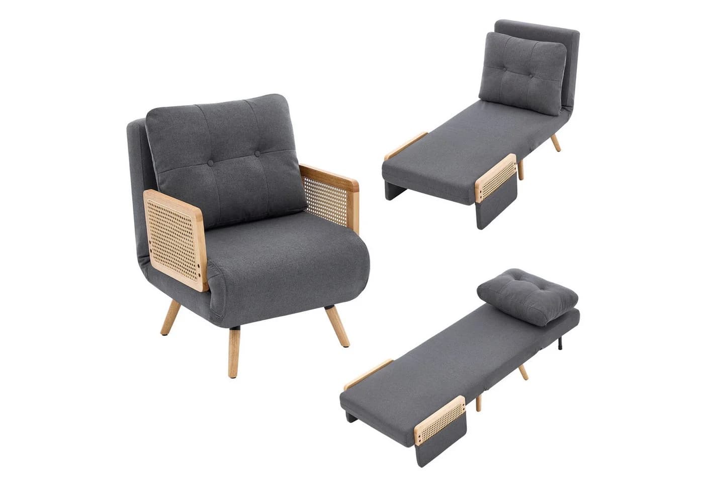 Merax 3-in-1 Schlafsessel Beige/Grau mit Schlaffunktion - Bild 2