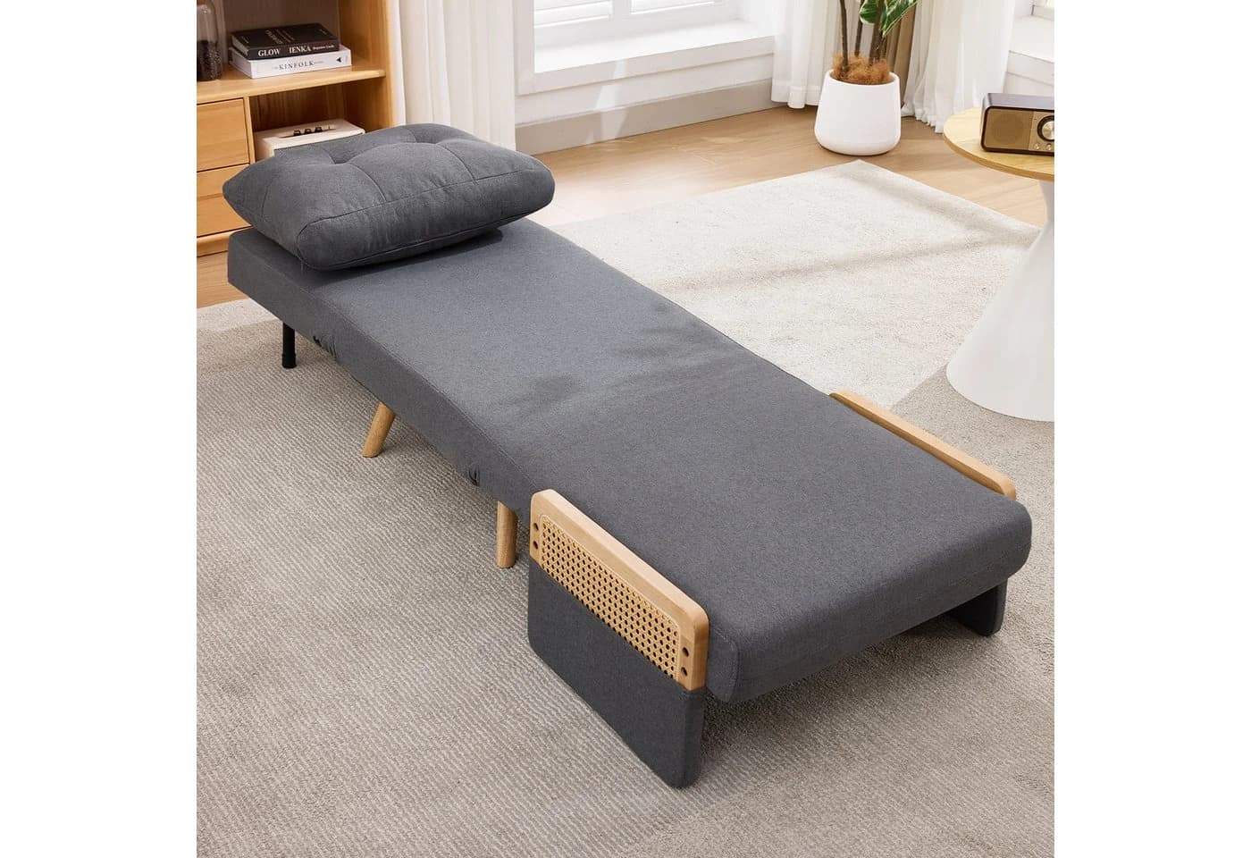 Merax 3-in-1 Schlafsessel Beige/Grau mit Schlaffunktion - Bild 3