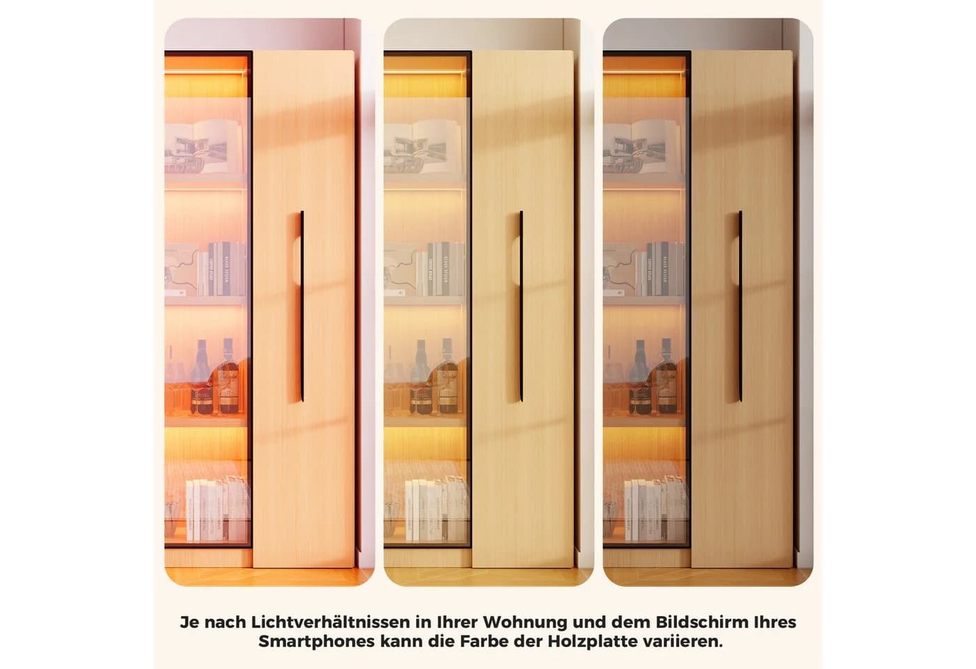 Merax Glasvitrine mit LED-Beleuchtung und Rollregal - Bild 4