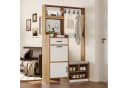 Merax Garderoben-Set Naturholzoptik mit Pegboard & Schuhbank Bild 1
