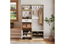Merax Garderoben-Set Naturholzoptik mit Pegboard & Schuhbank Bild 3