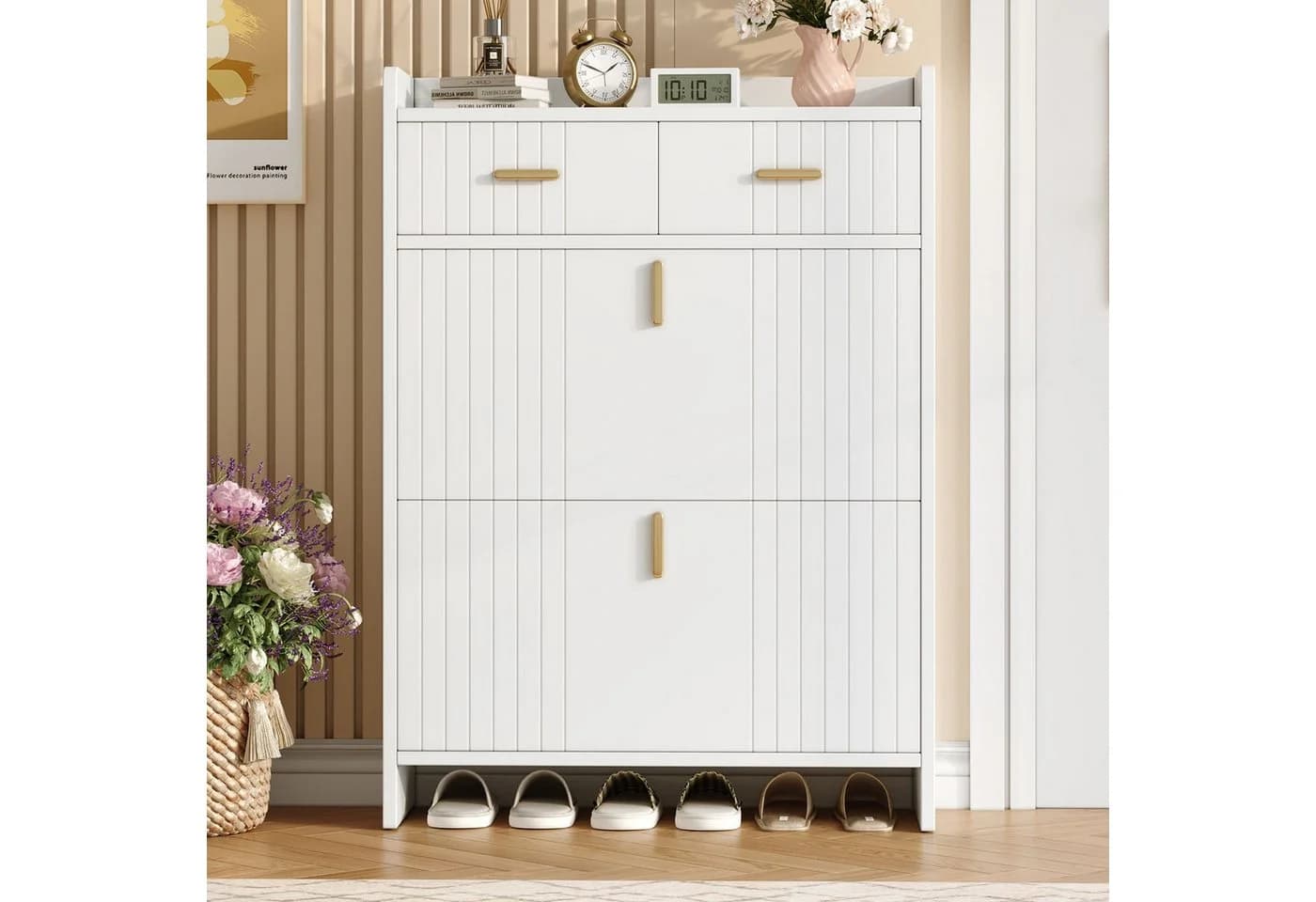 Merax Schuhschrank Klappen Schwarz/Weiß - Bild 2
