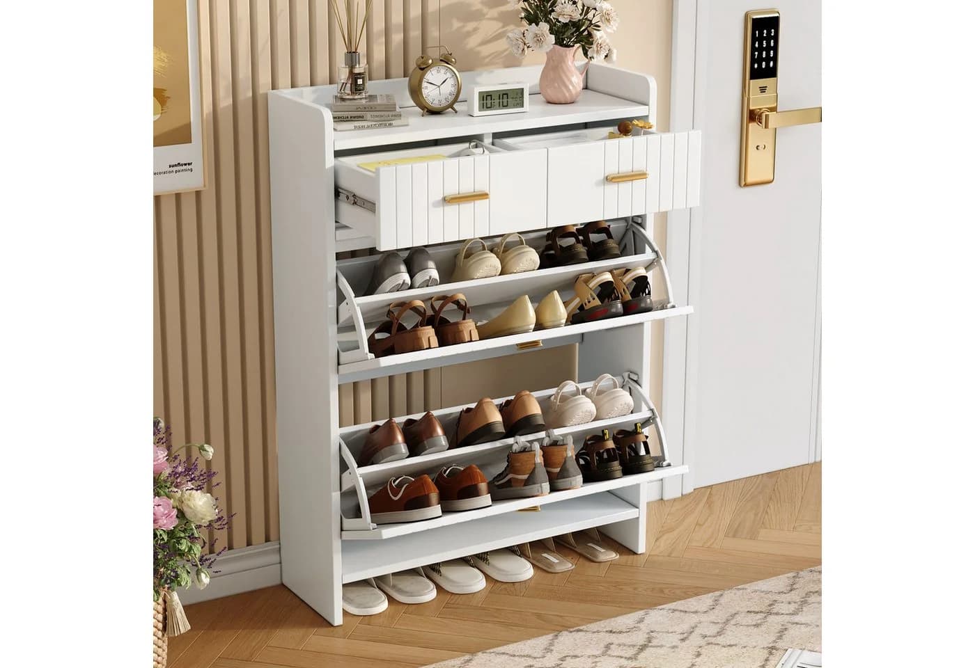 Merax Schuhschrank Klappen Schwarz/Weiß - Bild 4