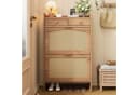 Merax Schuhschrank mit Rattan-Türen, 2 Klappfächer & Schubladen, Beige Bild 1