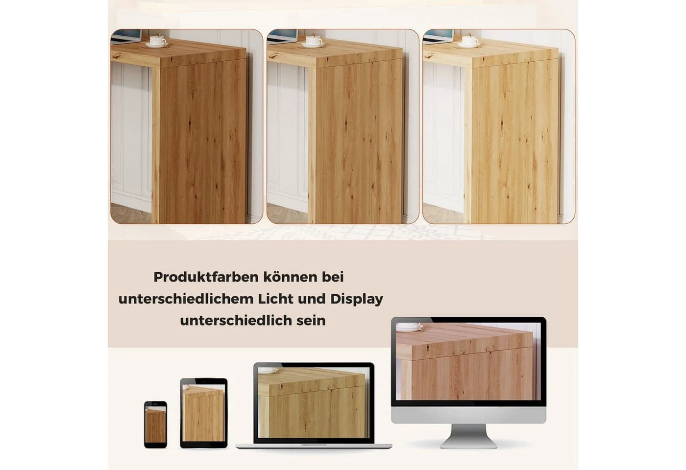 Merax Eckschreibtisch mit drehbarer Tischplatte Weiß/Eiche 2-in-1 Design - Bild 4