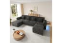 Merax Ecksofa U-Form Chenille mit LED & Klapp-Tisch Bild 1