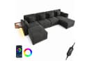 Merax Ecksofa U-Form Chenille mit LED & Klapp-Tisch Bild 2