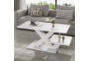 Merax Couchtisch Weiß Hochglanz mit X-Beinen & 2 Platten Bild 1