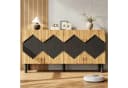 Merax Sideboard Beige/Schwarz mit Rautenmuster und Push-Open-Funktion Bild 1