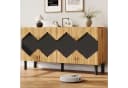Merax Sideboard Beige/Schwarz mit Rautenmuster und Push-Open-Funktion Bild 4