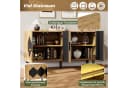 Merax Sideboard Beige/Schwarz mit Rautenmuster und Push-Open-Funktion Bild 5