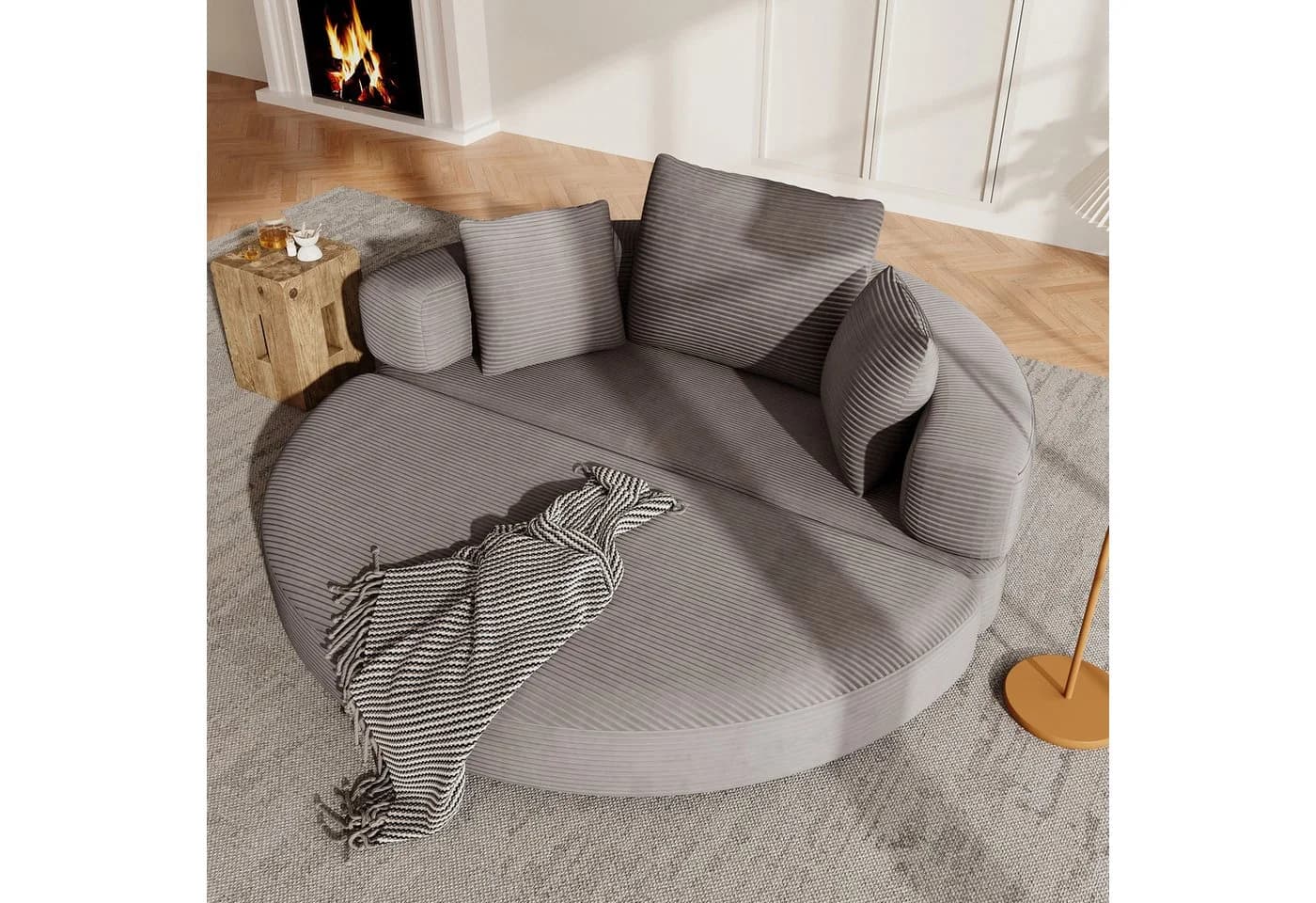 Merax Multifunktionales Boneless Sofa-Bett mit Schlaffunktion und Cordstoffbezug - Bild 2