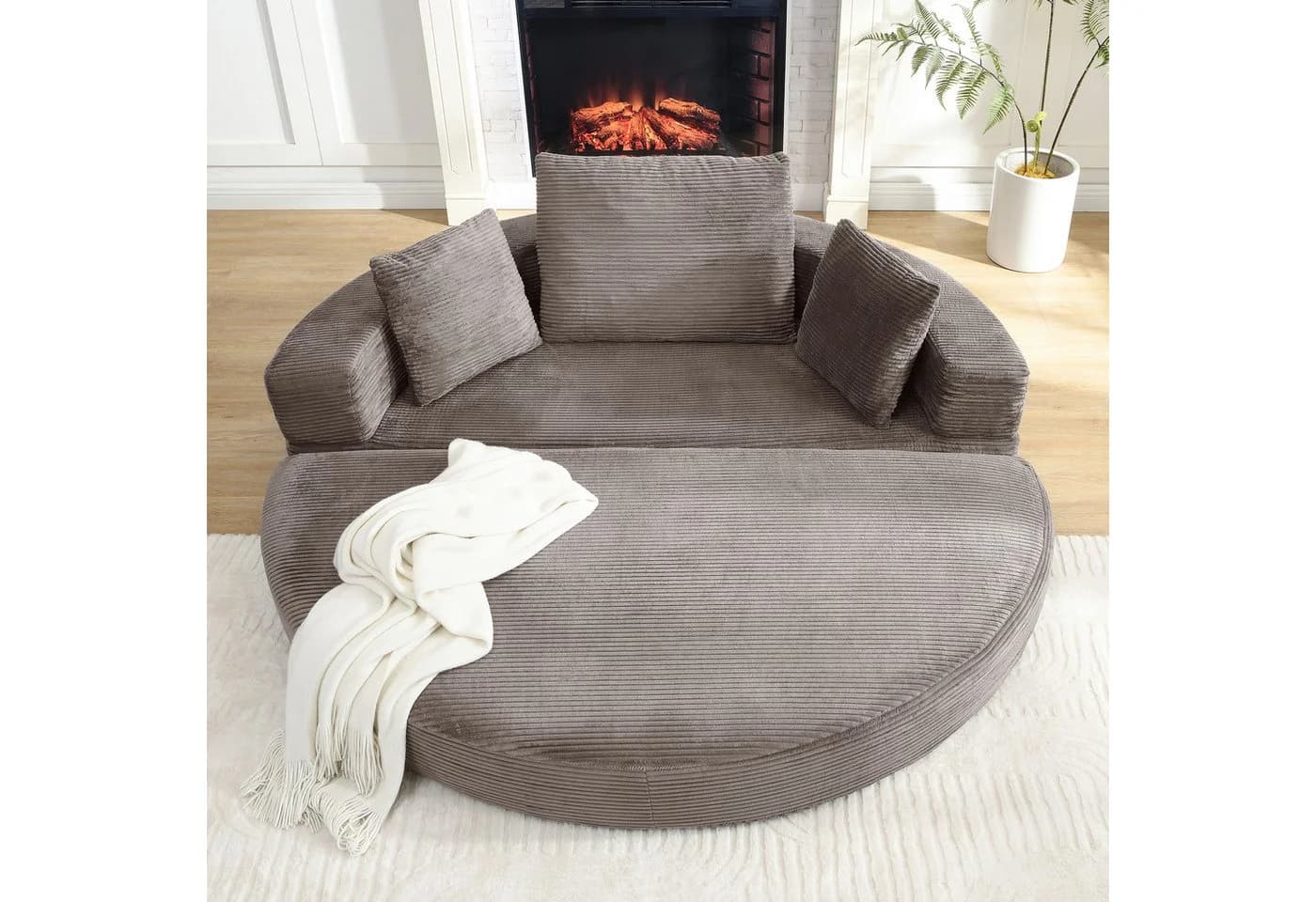 Merax Multifunktionales Boneless Sofa-Bett mit Schlaffunktion und Cordstoffbezug - Bild 3