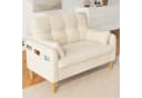 Merax 2-Sitzer Sofa Chenille-Bezug Beige/Grün/Grau mit Kissen Bild 2