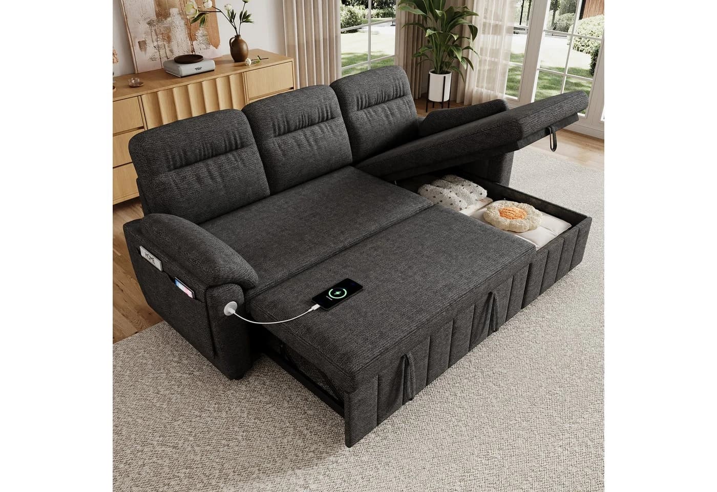 Merax Ecksofa mit Schlaffunktion und USB-Anschluss - Bild 2