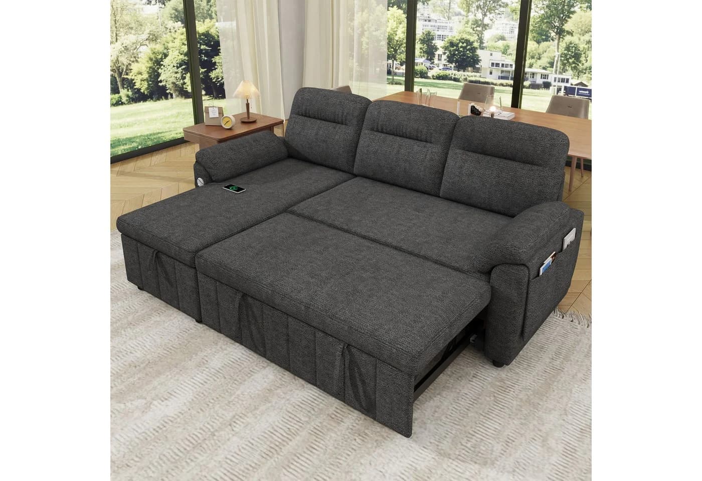 Merax Ecksofa mit Schlaffunktion und USB-Anschluss - Bild 3