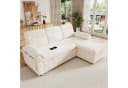Merax Ecksofa mit Schlaffunktion 3-Sitzer Chenille Beige/Grau Bild 1