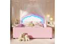 Merax Prinzessinnenbett Rosa mit LED-Beleuchtung und Sicherheitsgitter Bild 1