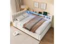 Merax Daybett 140x200 mit LED, USB & Stauraum Leinen Grau/Beige Bild 1