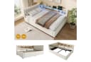 Merax Daybett 140x200 mit LED, USB & Stauraum Leinen Grau/Beige Bild 5