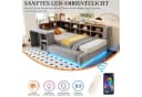 Merax Polsterbett 90x200 cm mit LED, Steckdosen & Stauraum Samt grau Bild 5