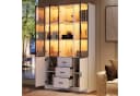 Merax Glasvitrine Highboard mit LED-Beleuchtung 5 Türen 3 Schubladen Weiß Bild 1