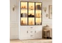 Merax Glasvitrine Highboard mit LED-Beleuchtung 5 Türen 3 Schubladen Weiß Bild 2