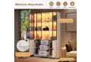 Merax Glasvitrine Highboard mit LED-Beleuchtung 5 Türen 3 Schubladen Weiß Bild 4