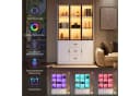 Merax Glasvitrine Highboard mit LED-Beleuchtung 5 Türen 3 Schubladen Weiß Bild 5